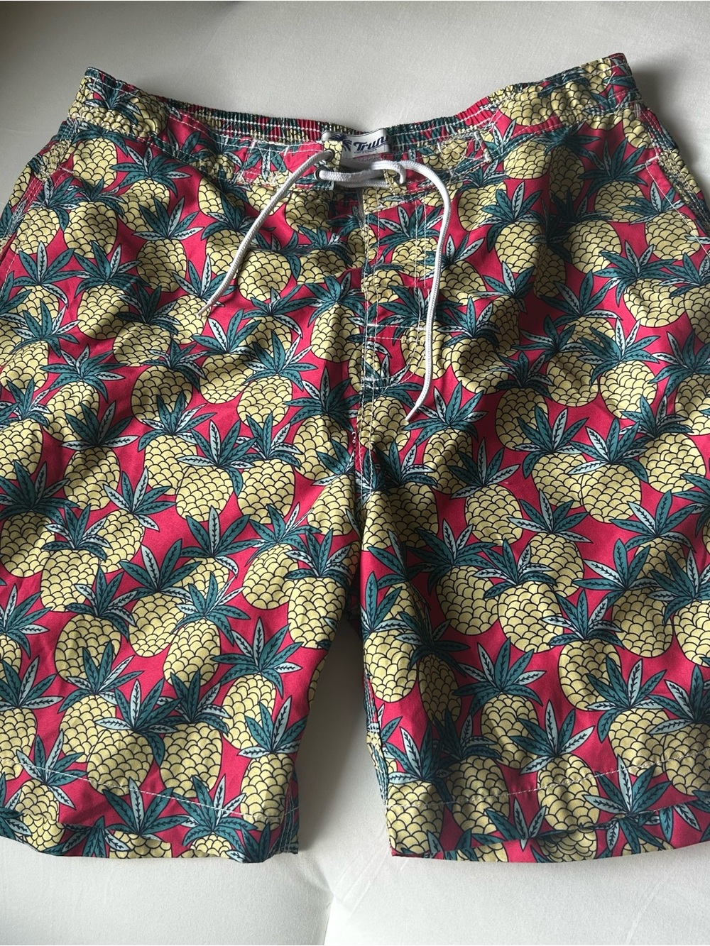 Trunks Surf & Swim Co. Men's Pineapple Swim Trunks - Size Large Pink/Yellow